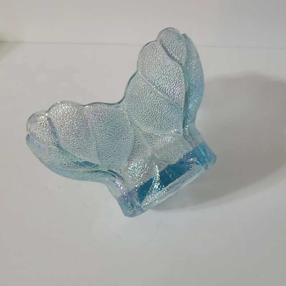 L.E.Smith Irredescent Cabbage Leaf Candle Holder Or Candy Dish